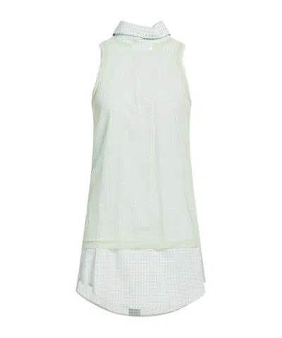 Maison Margiela Sleeveless Check Blouse In White