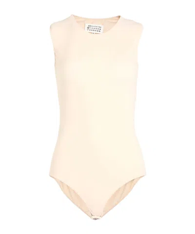 Maison Margiela Sleeveless Crew Neck Stretch T-shirt In Neutral
