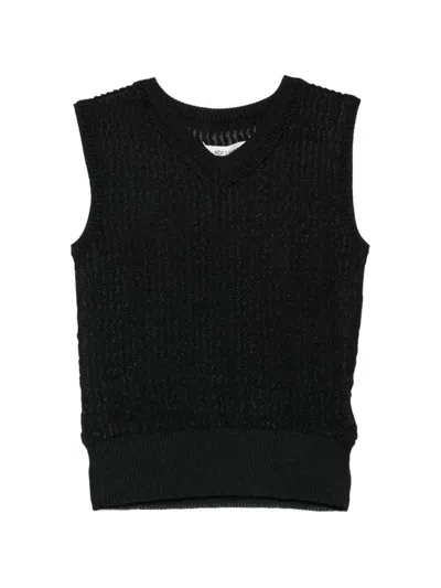 Maison Margiela Sleeveless Crewneck Knit Vest Sheer Texture In Black