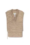 Maison Margiela V-neck Knit Vest In Beige