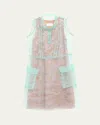 Maison Margiela Sleeveless Metallic Lace Layered Shirtdress In Pink