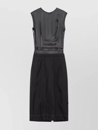 Maison Margiela Sleeveless Midi Dress Sheer Panel In Black