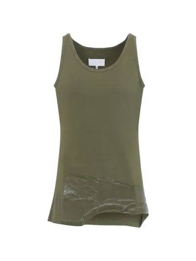 Maison Margiela Sleeveless Top Asymmetrical Hem Ribbed Neckline In Multi