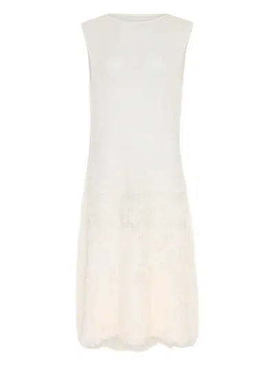 Maison Margiela Sleeveless Textured Midi Dress In Neutral