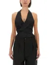 Maison Margiela Slim Fit Mohair Blend Vest In Black