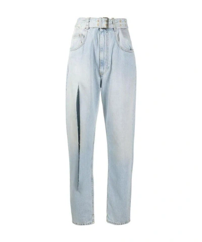 Maison Margiela Slit-detail Tapered Jeans In Gray