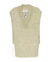 Maison Margiela Slit Knitted V-neck Vest In Nude