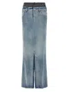 Maison Margiela Light Blue Long Skirt With Front Slit And Five Pocket Design In Denim Woman