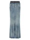 Maison Margiela Light Blue Long Skirt With Front Slit And Five Pocket Design In Denim Woman In Multicolor