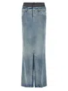 Maison Margiela Light Blue Long Skirt With Front Slit And Five Pocket Design In Denim Woman In Multicolor