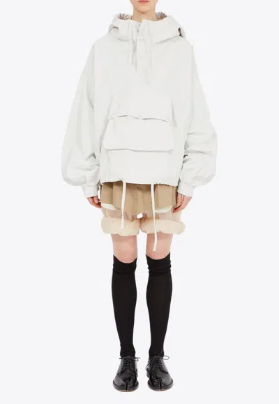 Maison Margiela Slouchy-hood Linen Jacket In White