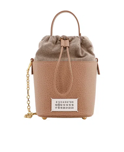 Maison Margiela Small 5ac Leather Bucket Bag In Nude