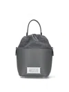 Maison Margiela 5ac Drawstring Leather Bucket Bag In Gray