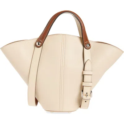 Maison Margiela Small Dress-age Leather Tote In Amande/cehestnut/amande