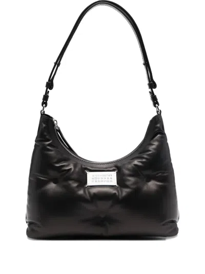 Maison Margiela Black Nappa Leather Small Glam Slam Hobo Shoulder Bag In Brown