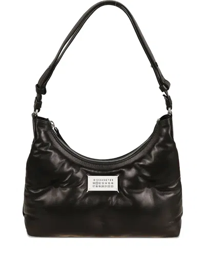 Maison Margiela Black Nappa Leather Small Glam Slam Hobo Shoulder Bag In Brown