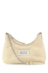 Maison Margiela Small Hobo Ivory Leather Bag In Toile