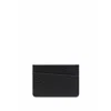 Maison Margiela Asymmetric Black Leather Card Holder With Grained Texture In Black