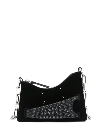 Maison Margiela Small Snatched Leather Shoulder Bag In Black