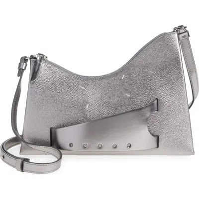 Maison Margiela Snatched Hobo Leather Bag In Metallic Grey