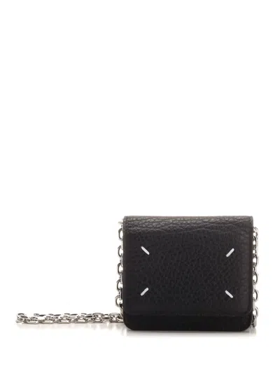 Maison Margiela Small Wallet With Chain Shoulder Strap In Nero