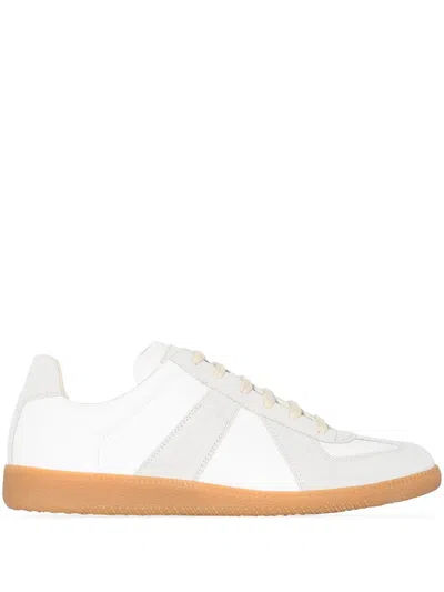 Maison Margiela Smooth Leather And Suede Detail Lace-up Sneakers In Multi