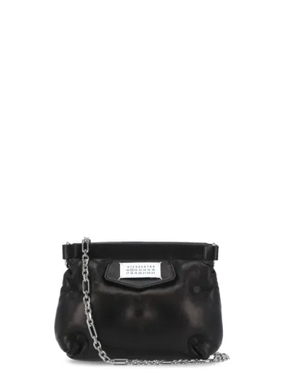 Maison Margiela Smooth Leather Pochette With Contrasting Logo Patch In Black