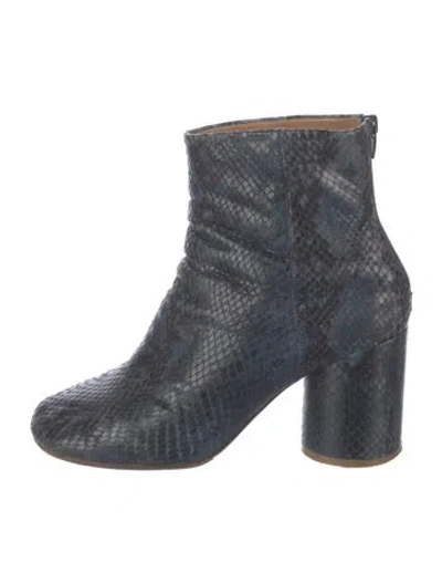 Pre-owned Maison Margiela Snakeskin Animal Print Boots In Blue