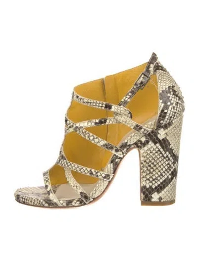 Pre-owned Maison Margiela Snakeskin Animal Print Boots In Neutral