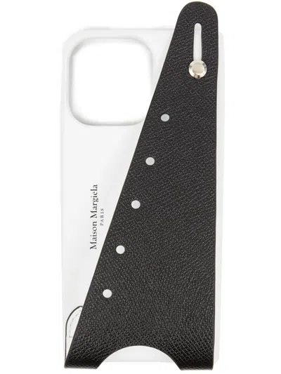 Maison Margiela Snatched-handle Iphone Pro Max Cover In Ha202 Black/white