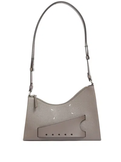Maison Margiela Snatched Hobo Leather Bag In Grey
