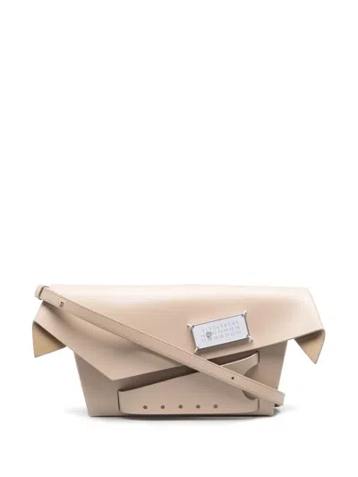 Maison Margiela Foldover-top Logo Clutch Bag In Nude