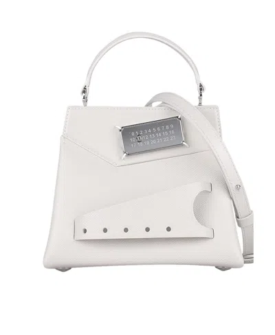 Maison Margiela Snatched Leather Shoulder Bag In White