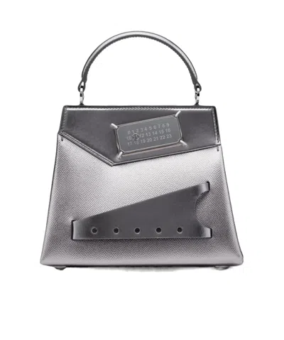 Maison Margiela Snatched Leather Tote Bag In Gray