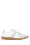 Maison Margiela Women Replica Low-top Leather Sneakers With Suede Inserts In White