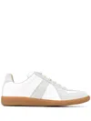 Maison Margiela Women Replica Low-top Leather Sneakers With Suede Inserts In White