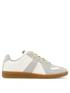 Maison Margiela Women Replica Low-top Leather Sneakers With Suede Inserts In White