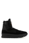 Maison Margiela Mm22 Leather Climber High-top Sneakers With Suede Trims In Black