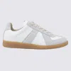 Maison Margiela Women Replica Low-top Leather Sneakers With Suede Inserts In White