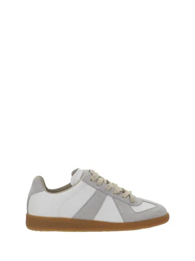 Maison Margiela 20mm Replica Leather & Suede Sneakers In Off White