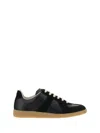 Maison Margiela Men Black Leather And Suede Replica Sneakers In Grey