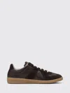 Maison Margiela Low Top Leather Sneakers With Round Toe In Brown