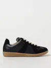 Maison Margiela Mm22 Leather Low Top Sneakers With Suede Trims In Black
