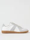 Maison Margiela Women Replica Low-top Leather Sneakers With Suede Inserts In White
