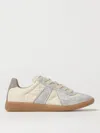 Maison Margiela Suede Panel Lace-up Low-top Sneakers In White