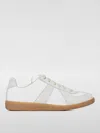 Maison Margiela Women Replica Low-top Leather Sneakers With Suede Inserts In White
