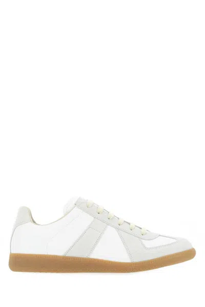 Maison Margiela White Leather Sneakers In Multi