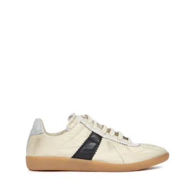 Maison Margiela Replica Leather And Suede-trimmed Twill Sneakers In Yellow