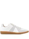 Maison Margiela Off White Leather And Grey Suede Replica Sneakers In White