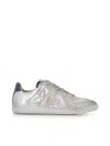 Maison Margiela Gold-tone Paneled Sneakers With Lace-up Fastening In Silver